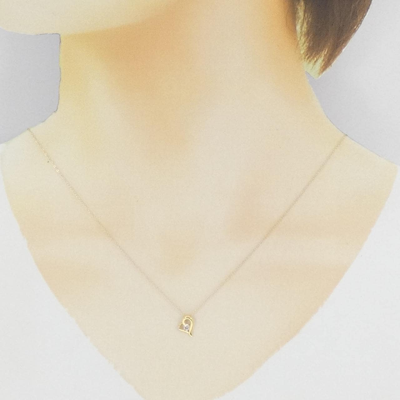 K18YG ハート ダイヤモンド ネックレス 0.08CT