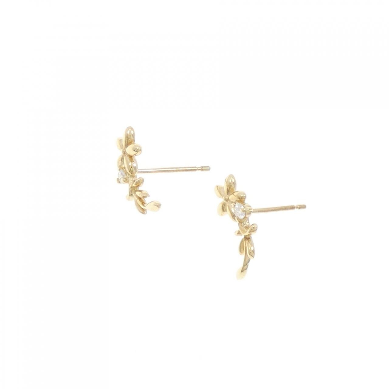 【新品】K10YG フラワー ダイヤモンド ピアス 0.04CT