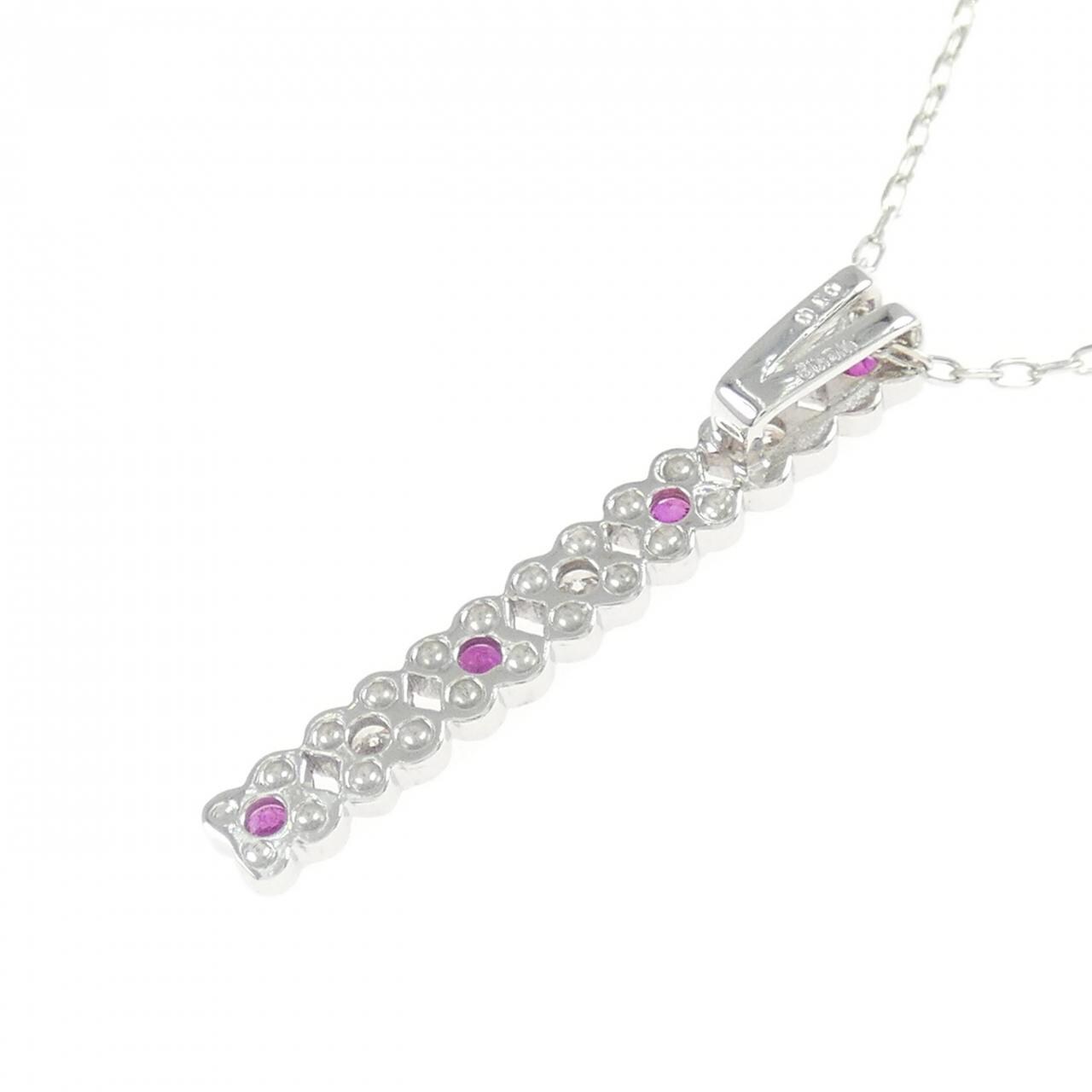 K18WG flower ruby necklace