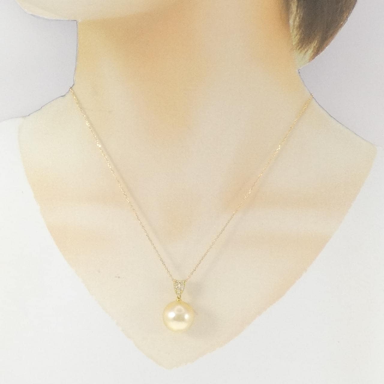 K18YG 白蝶パール ネックレス 14.5mm