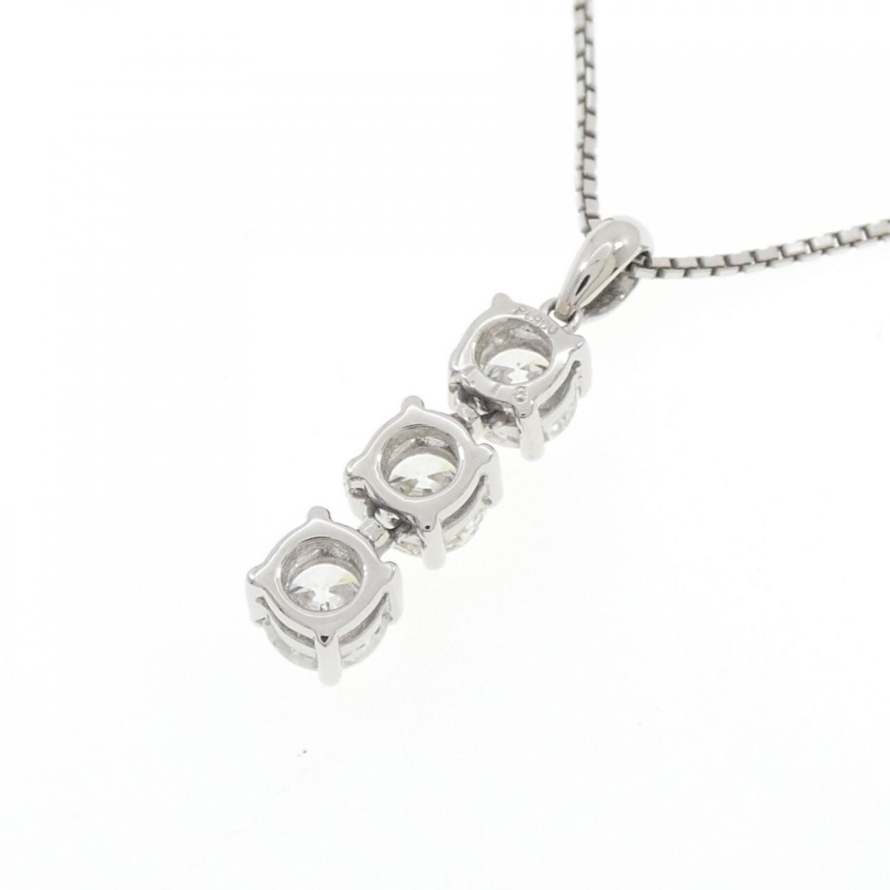 PT900/PT850 スリーストーン ダイヤモンド ネックレス 1.18CT