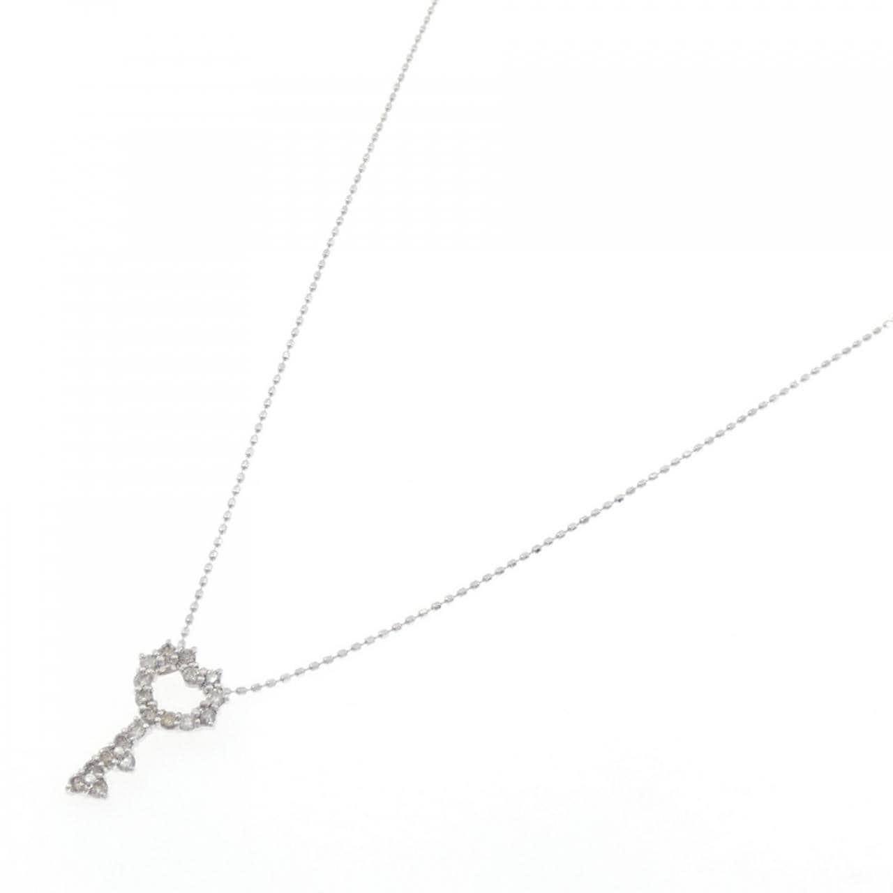 K18WG钥匙形钻石项链，0.31克拉