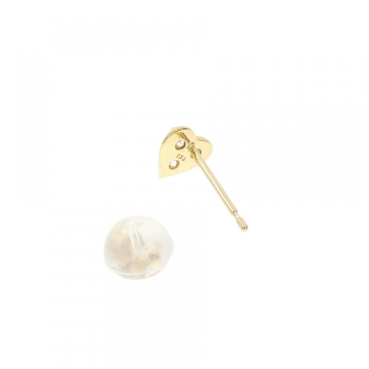 K18YG ハート ダイヤモンド ピアス 片耳 0.10CT