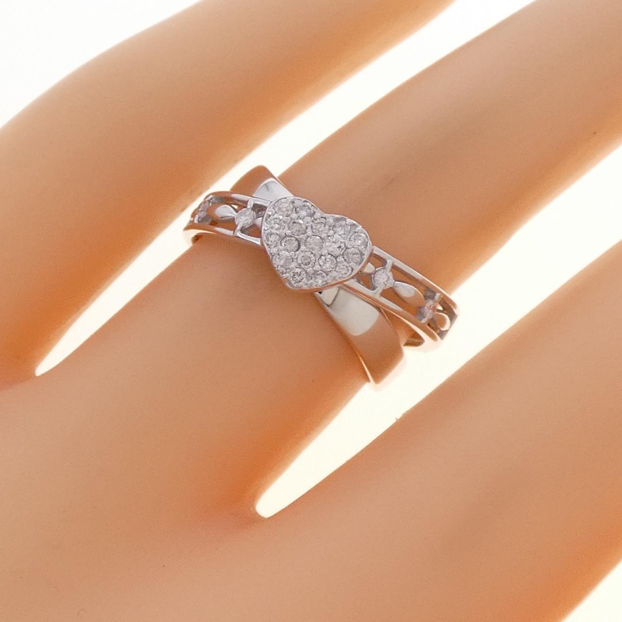 K18WG ハート パヴェ ダイヤモンド リング 0.16CT