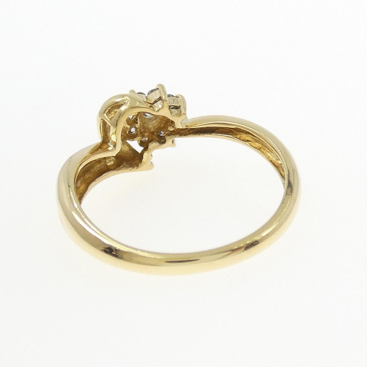 K18YG フラワー ダイヤモンド リング 0.18CT