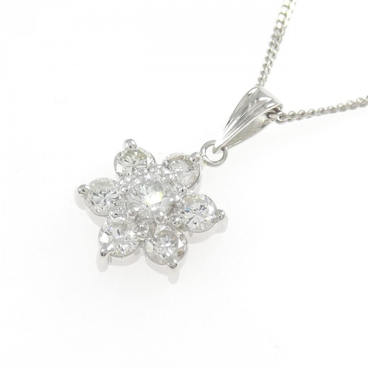 PT850 フラワー ダイヤモンド ネックレス 1.00CT