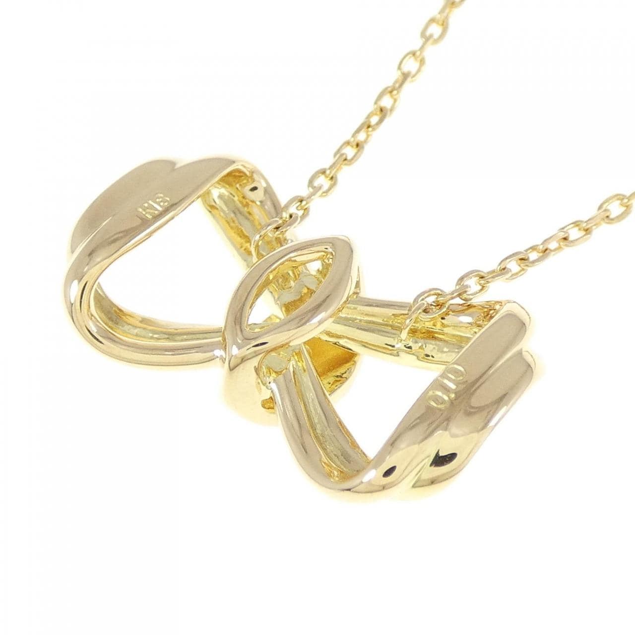 K18YG ribbon Diamond necklace 0.10CT