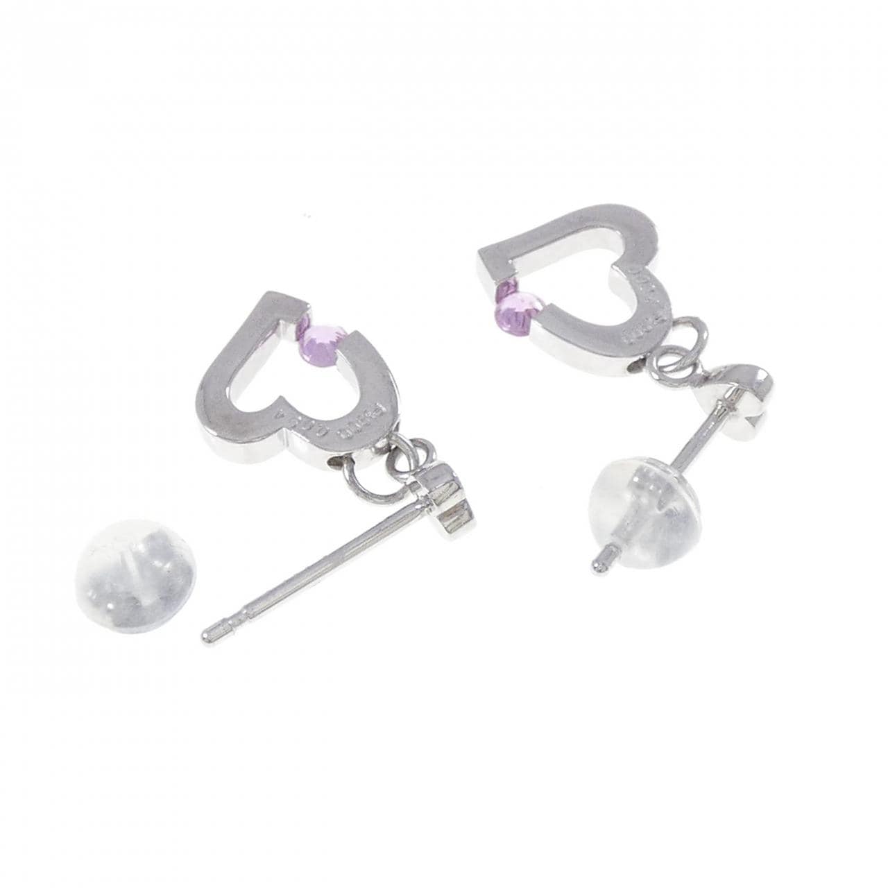 PT900 ハート サファイヤ ピアス 0.188CT