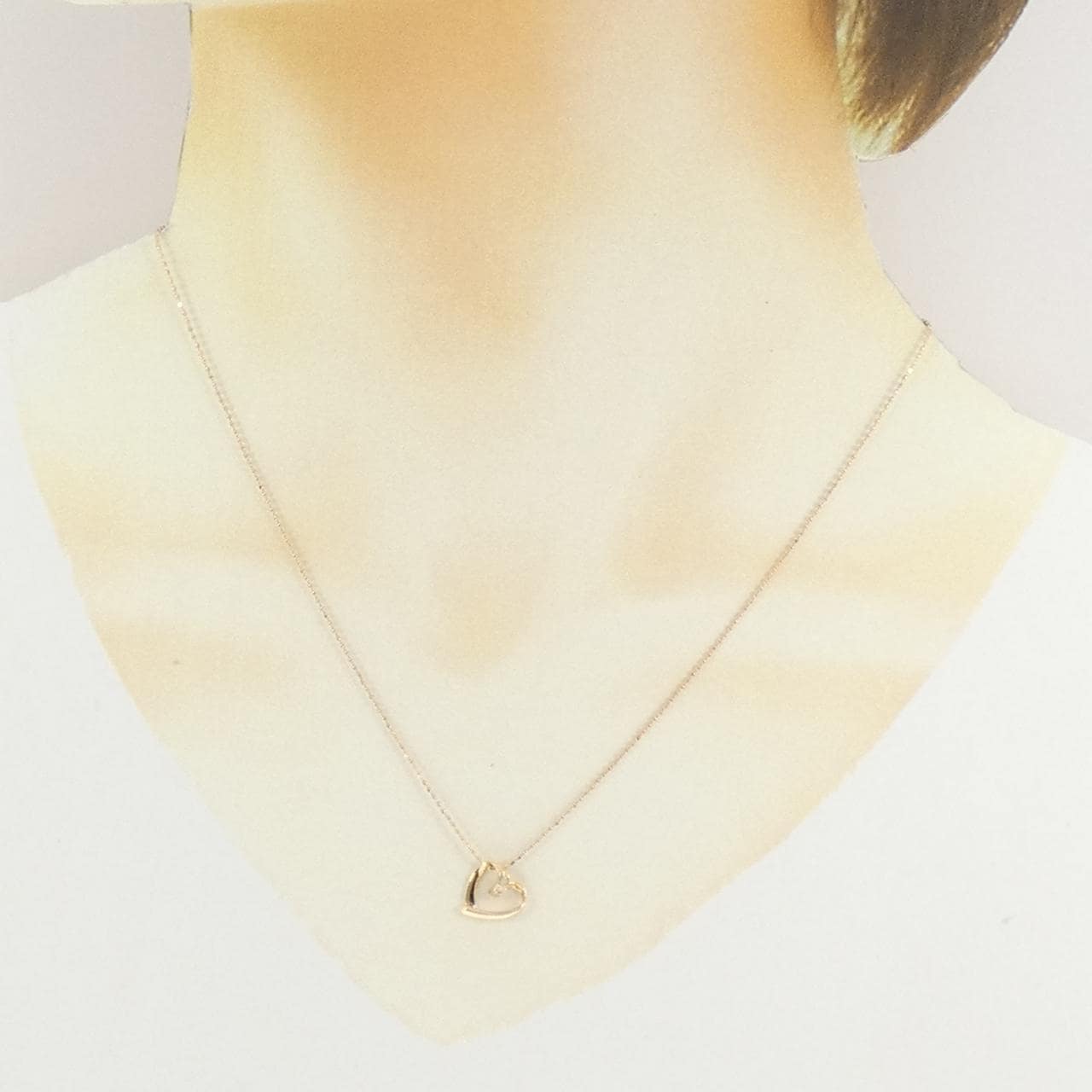 K18PG ハート ダイヤモンド ネックレス 0.03CT