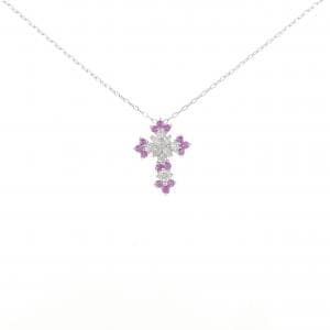 K18WG クロス サファイヤ ネックレス 0.30CT