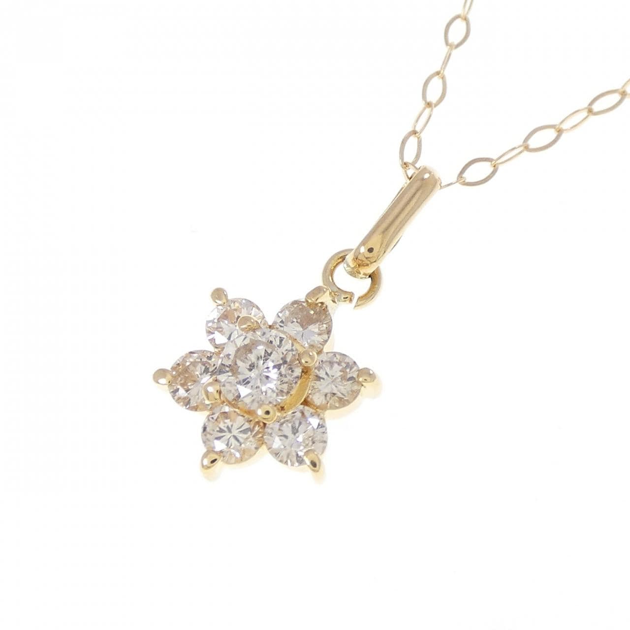 K18YG フラワー ダイヤモンド ネックレス 0.52CT