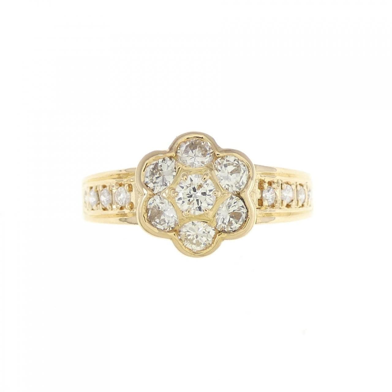 K18YG flower Diamond ring 0.58CT