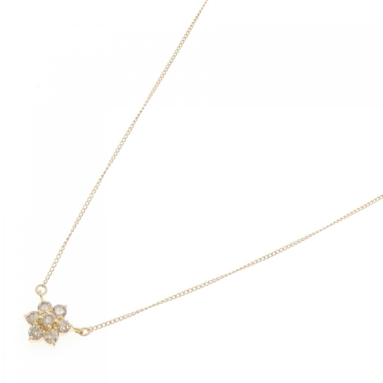 K18YG フラワー ダイヤモンド ネックレス 0.51CT