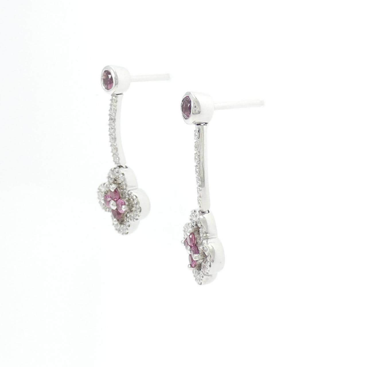 K18WG フラワー トルマリン ピアス 0.40CT