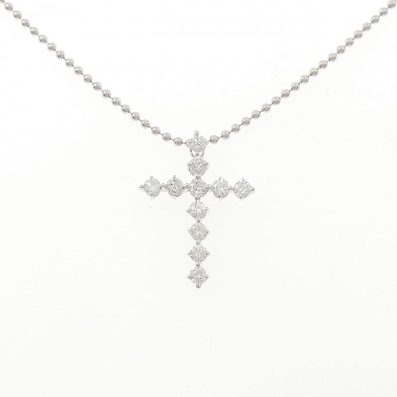 750WG クロス ダイヤモンド ネックレス 0.69CT
