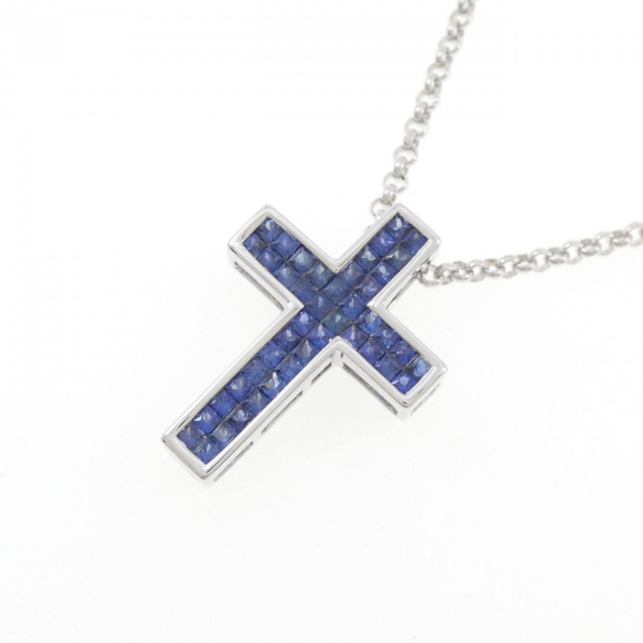 K18WG クロス サファイヤ ネックレス 0.70CT