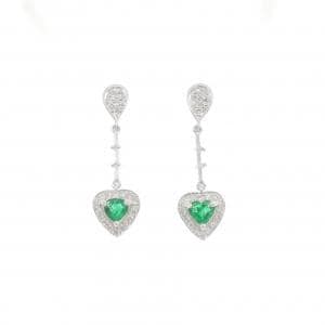 K18WG ハート エメラルド ピアス