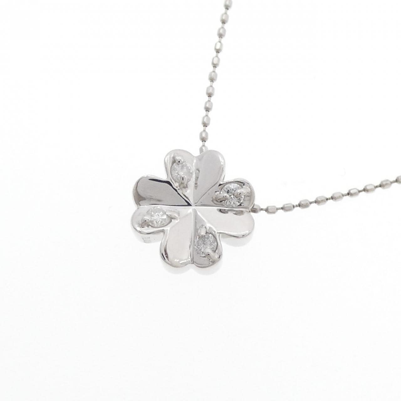PT900/PT850 クローバー ダイヤモンド ネックレス 0.13CT