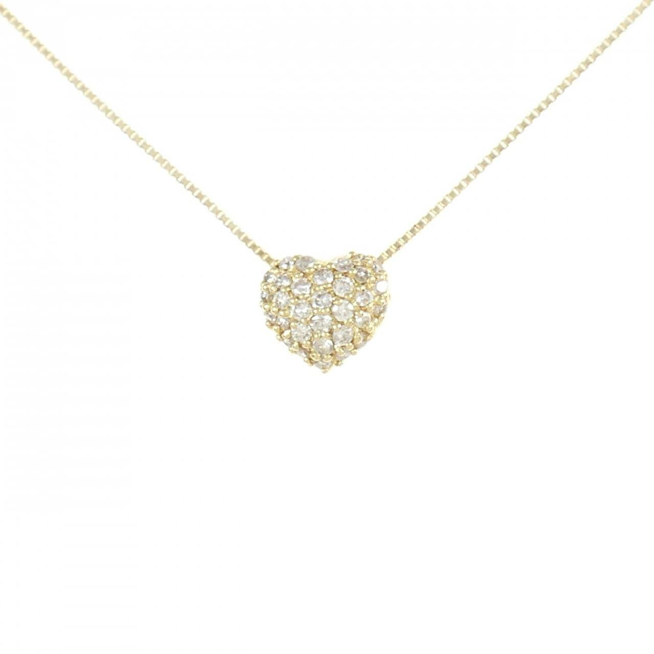 K18YG Pave Heart Diamond Necklace 0.25CT