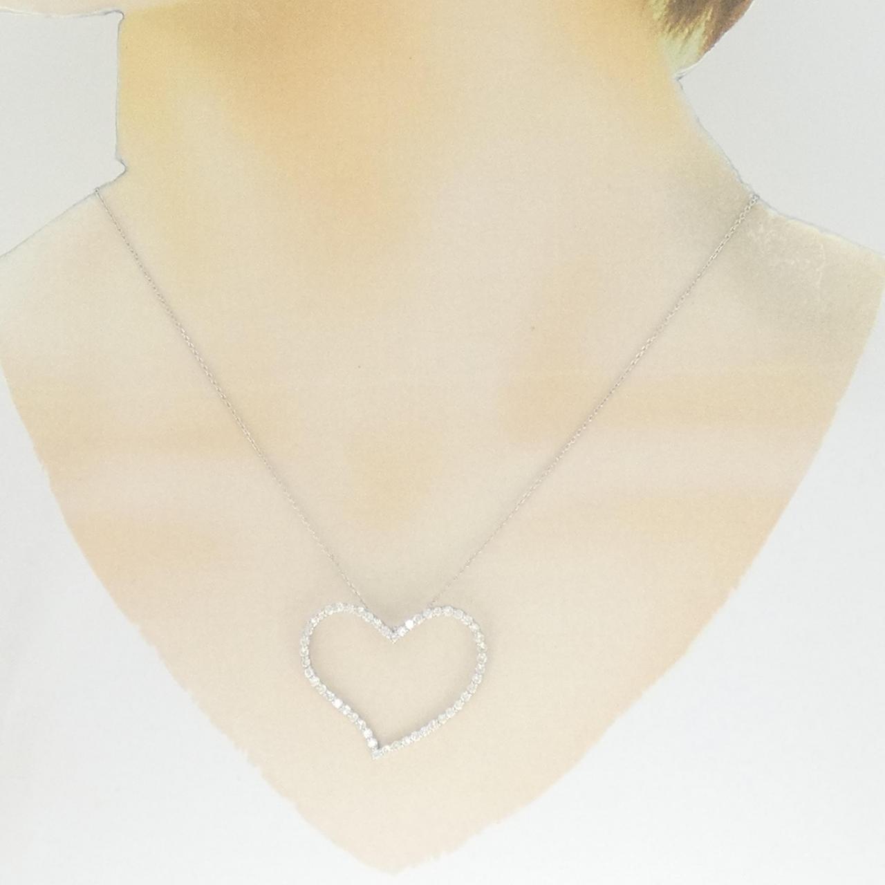 K18WG ハート ダイヤモンド ネックレス 1.00CT