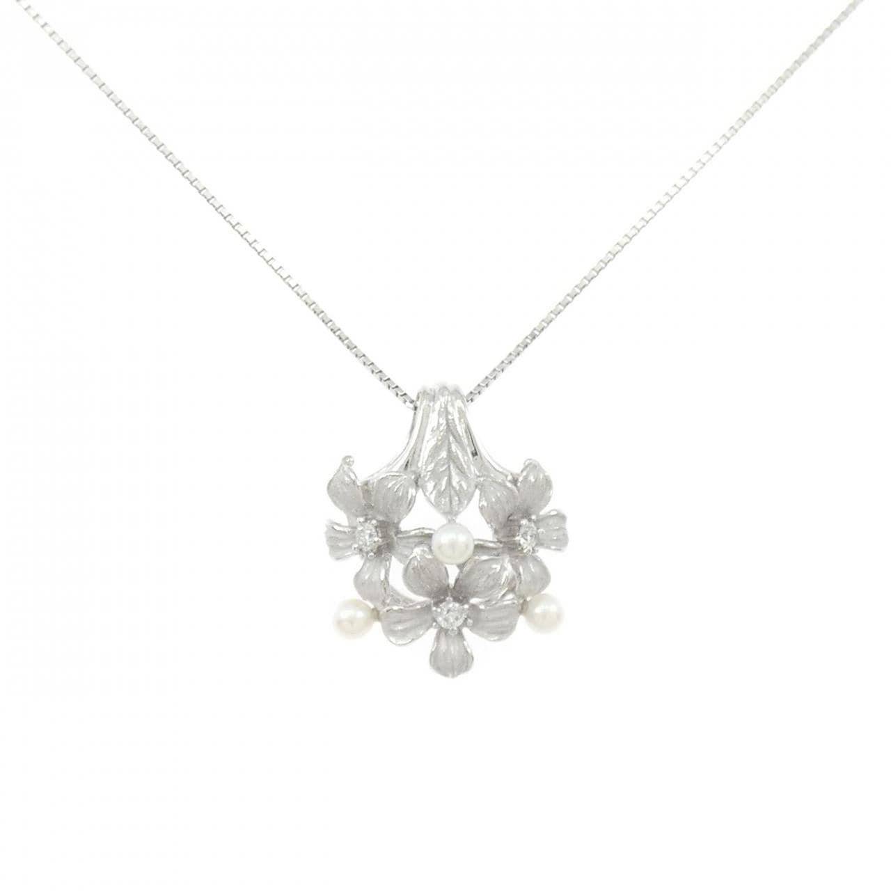 PT900/PT850 フラワー アコヤパール ネックレス