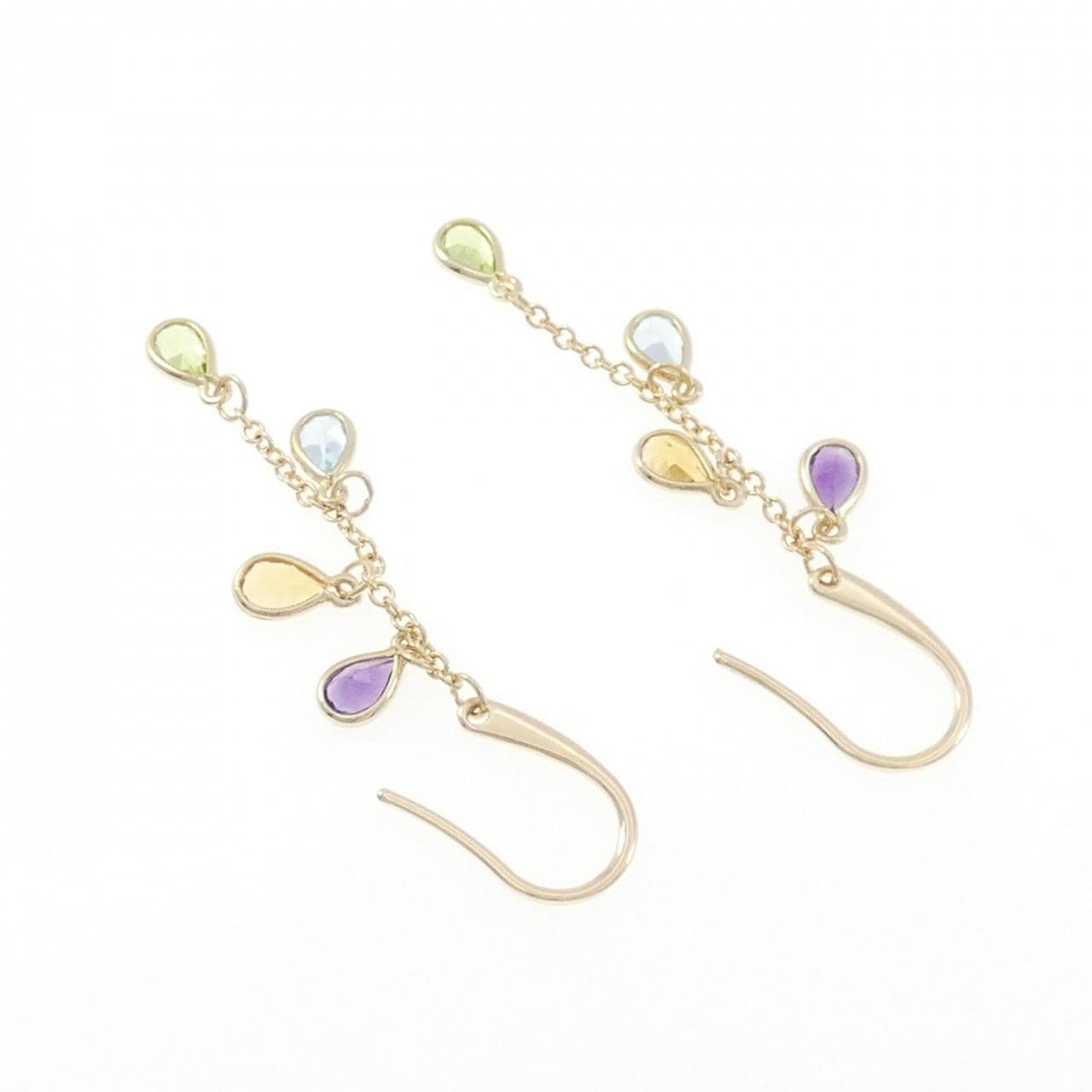 14KTYG カラーストーン ピアス