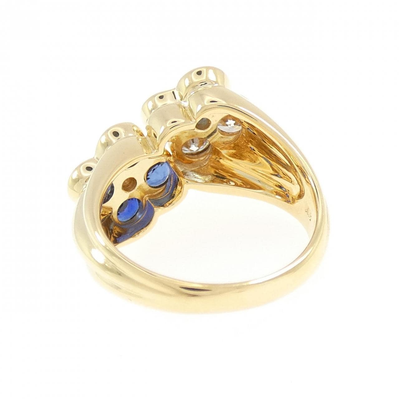 K18YG フラワー サファイヤ リング 1.35CT