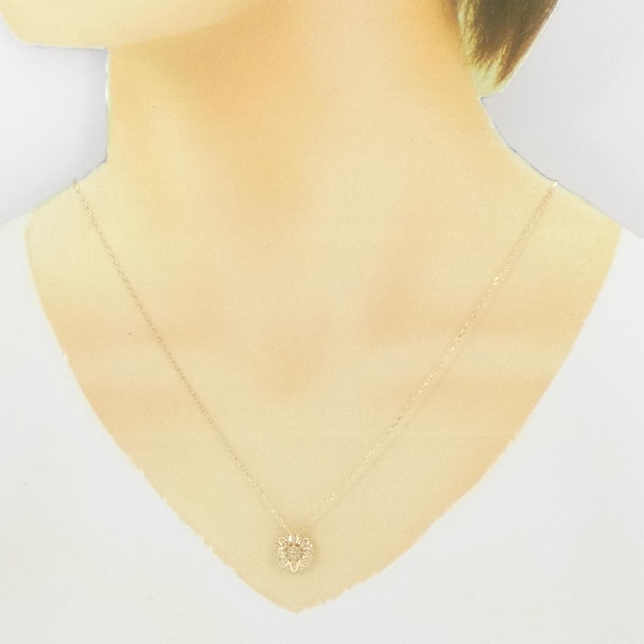 K18YG フラワー ダイヤモンド ネックレス 0.20CT