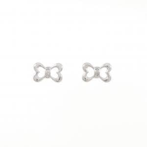 K18WG リボン ダイヤモンド ピアス 0.02CT