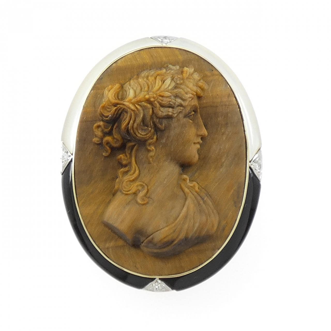 K18YG/PT900 タイガーアイ ブローチ