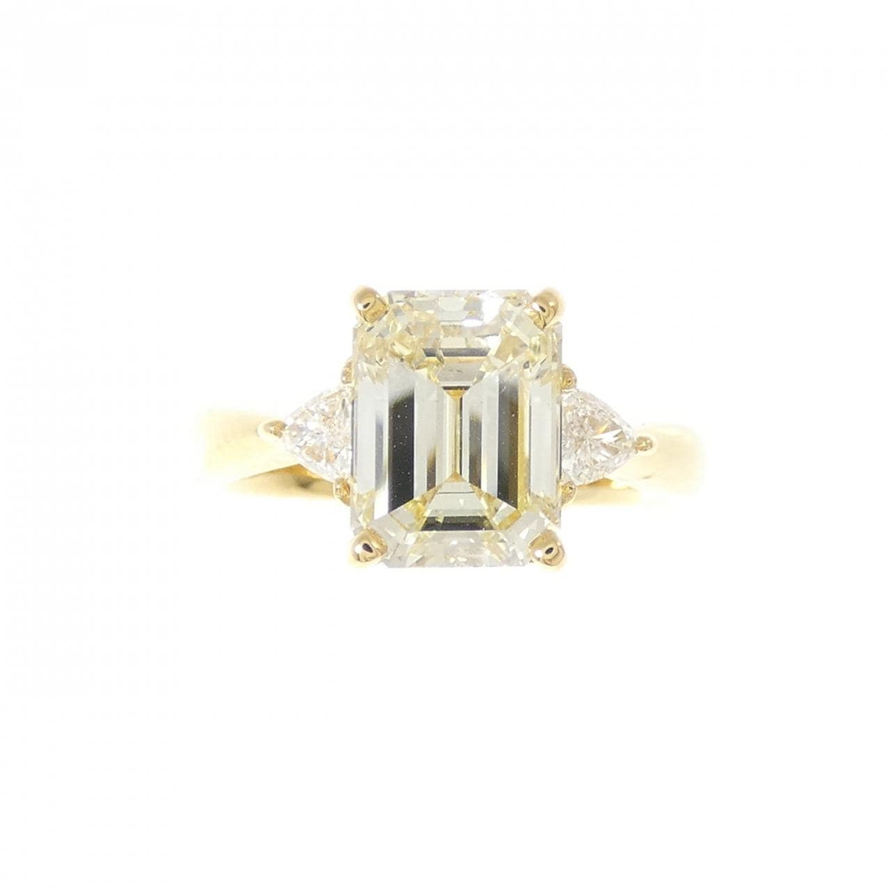 【リメイク】K18YG ダイヤモンド リング 2.568CT VLY SI2 エメラルドカット