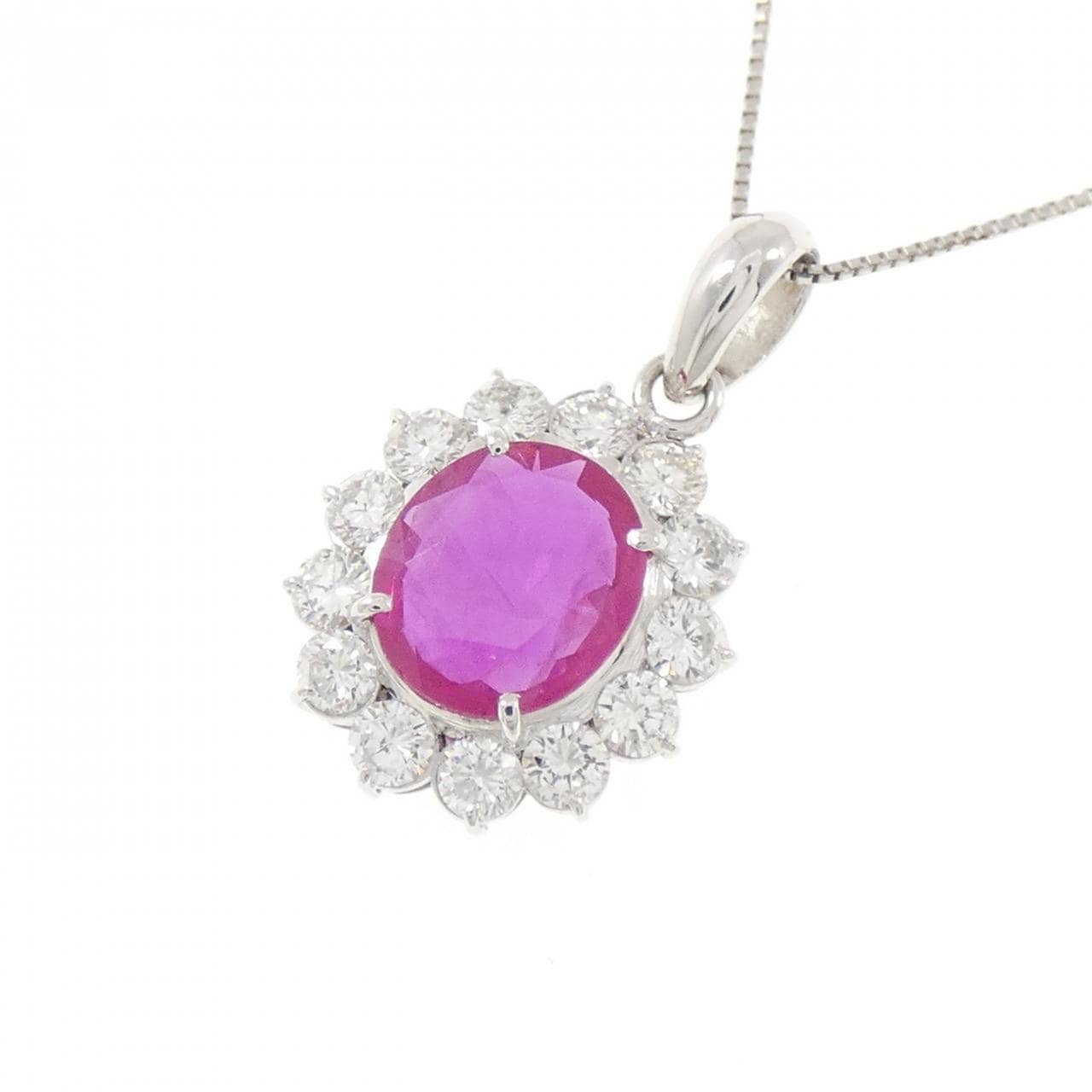 PT900/PT850 ルビー ネックレス 1.36CT