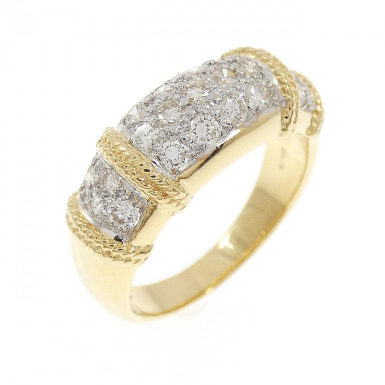 K18YG/K18WG パヴェ ダイヤモンド リング 0.60CT