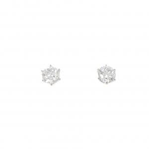 PT900 ソリティア ダイヤモンド ピアス 0.800CT