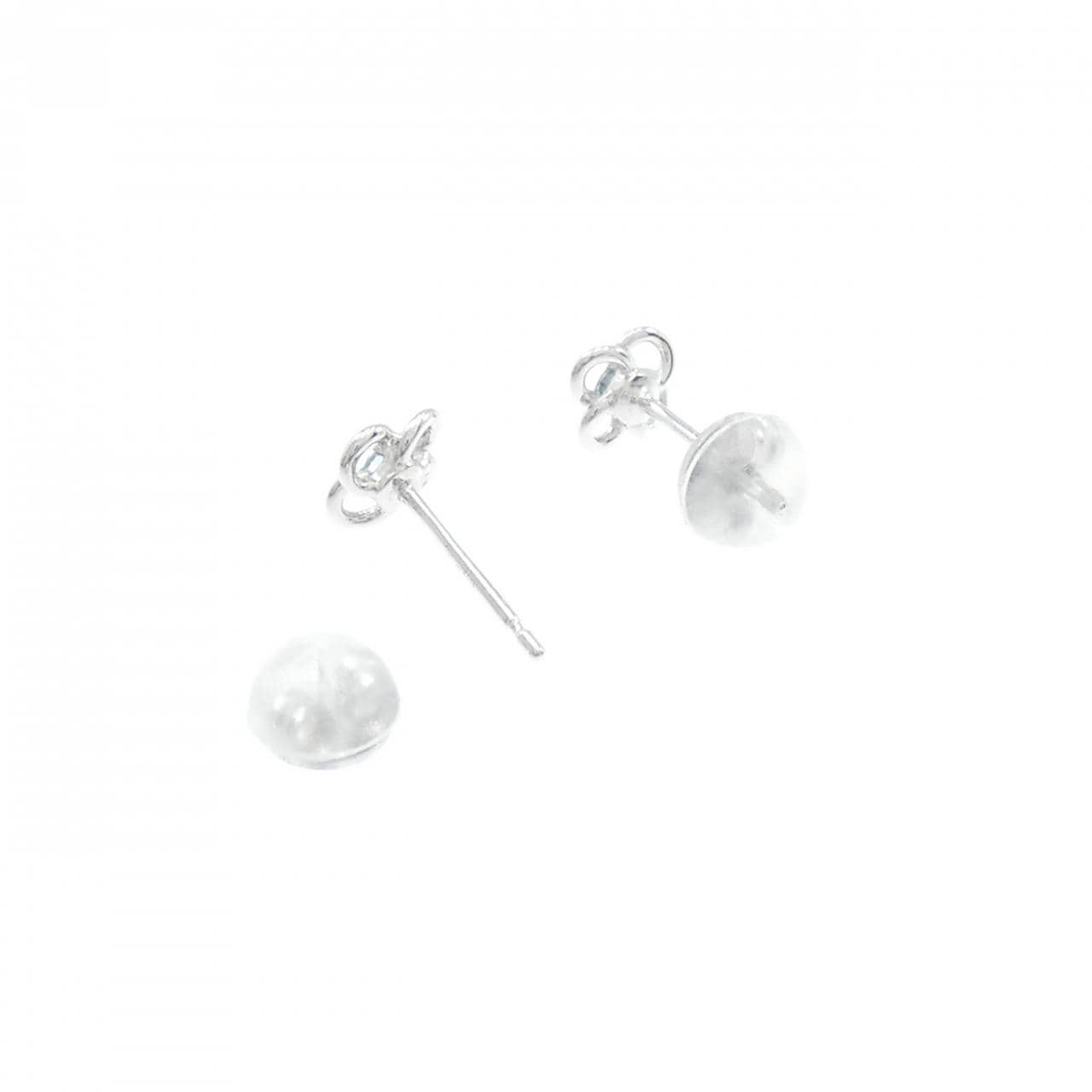 K18WG フラワー ダイヤモンド ピアス