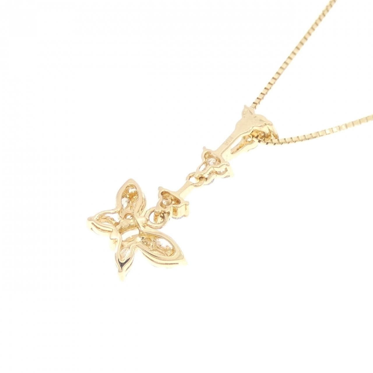 K18YG バタフライ ダイヤモンド ネックレス 0.37CT