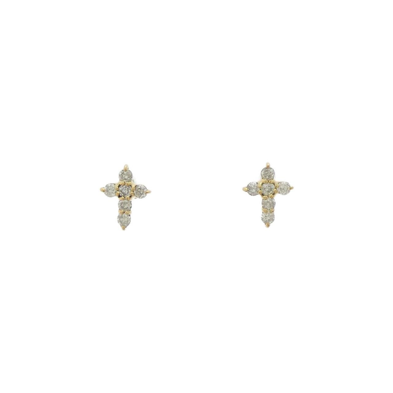 コメ兵｜K18YG クロス ダイヤモンド ピアス 0.20CT｜ジュエリー
