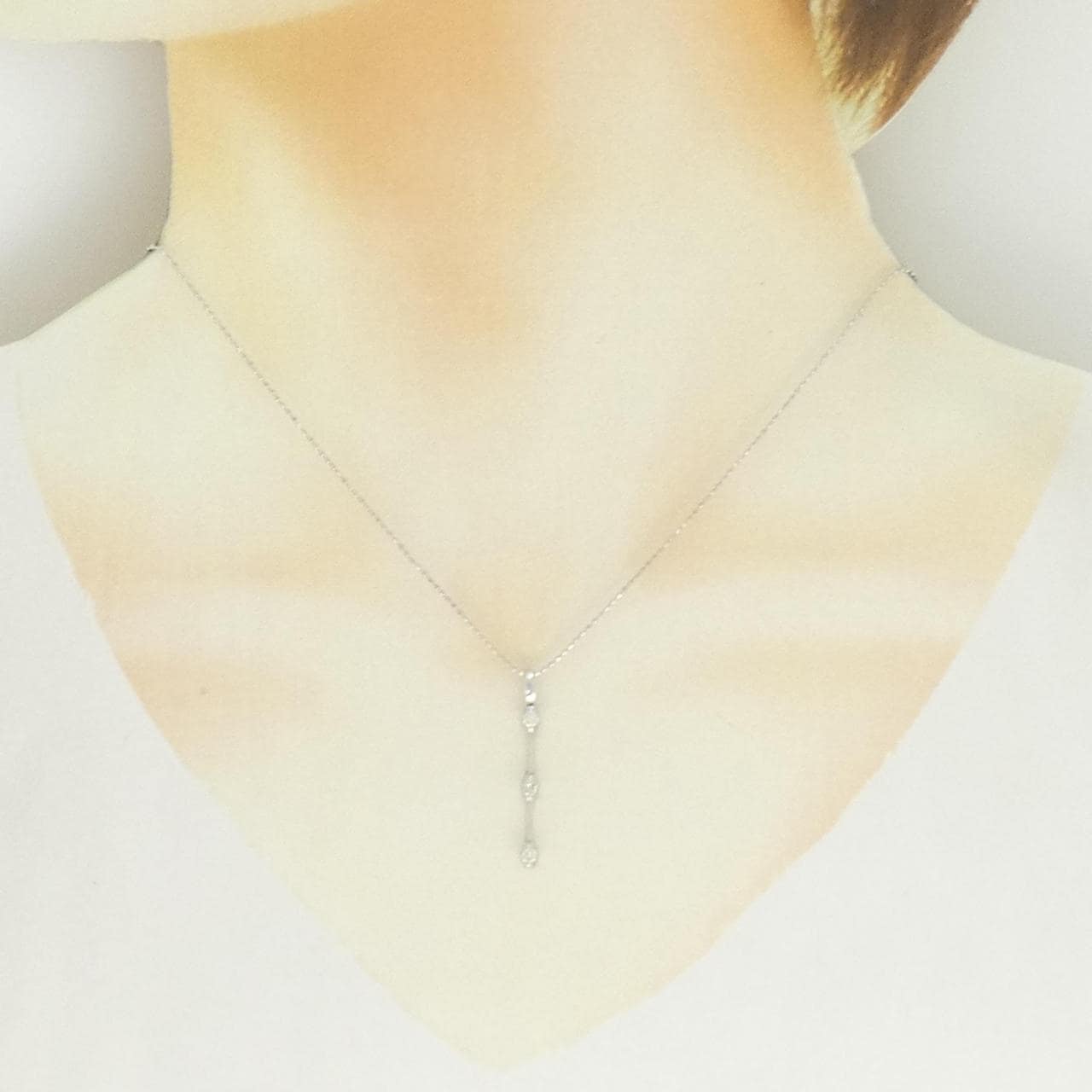 K18WG/750WG ダイヤモンド ネックレス 0.20CT