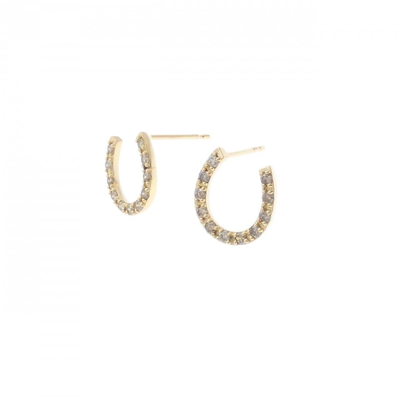 K18YG ホースシュー ダイヤモンド ピアス 0.30CT