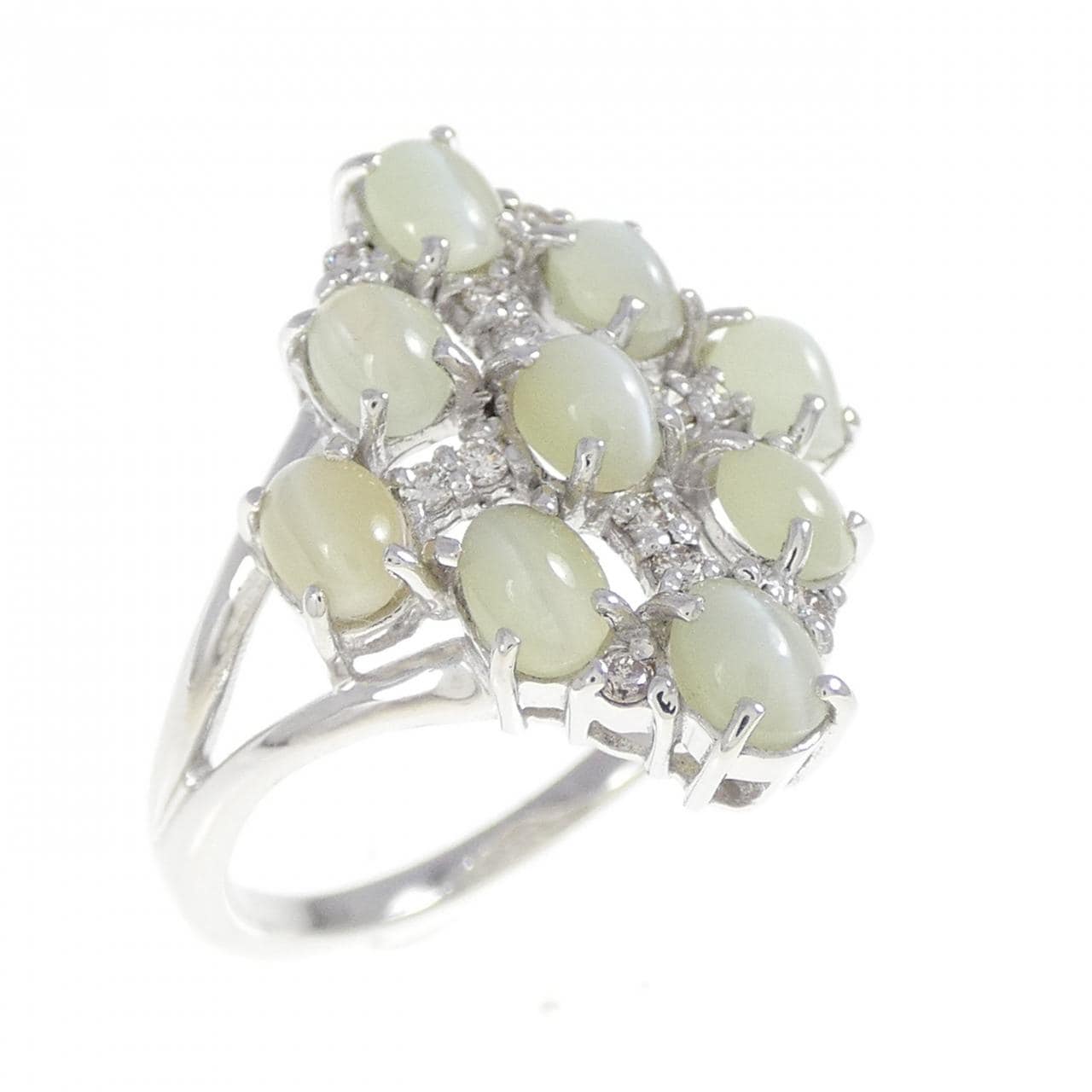 K18WG クリソベリルキャッツアイ リング 2.50CT