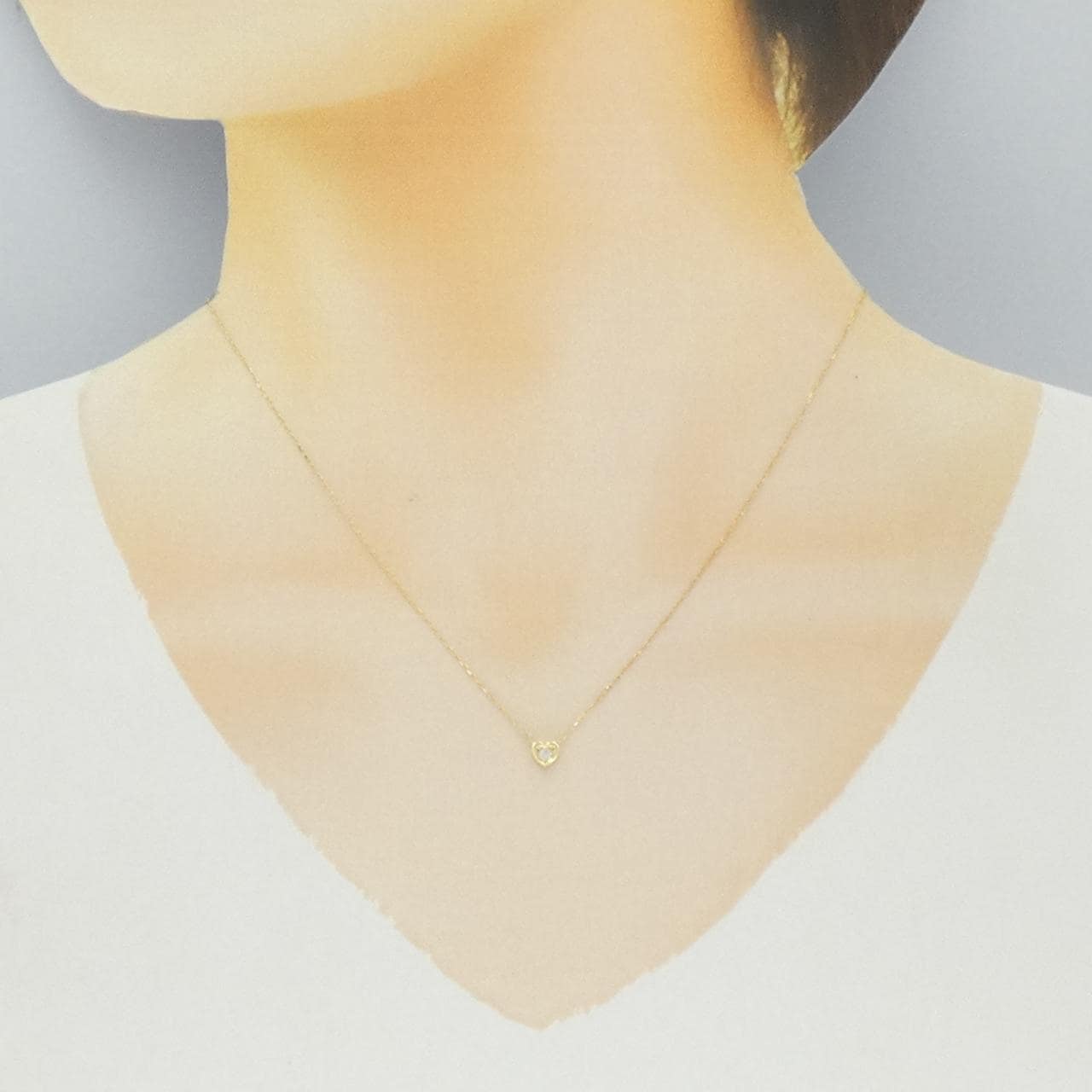 K18YG ハート ダイヤモンド ネックレス 0.03CT