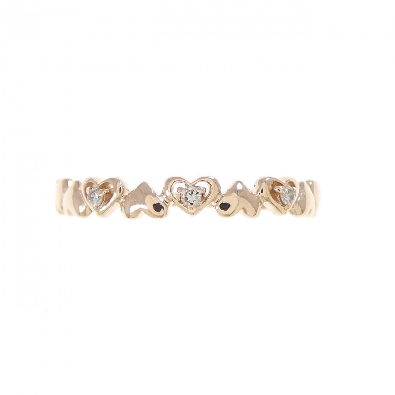 K10PG ハート ダイヤモンド リング