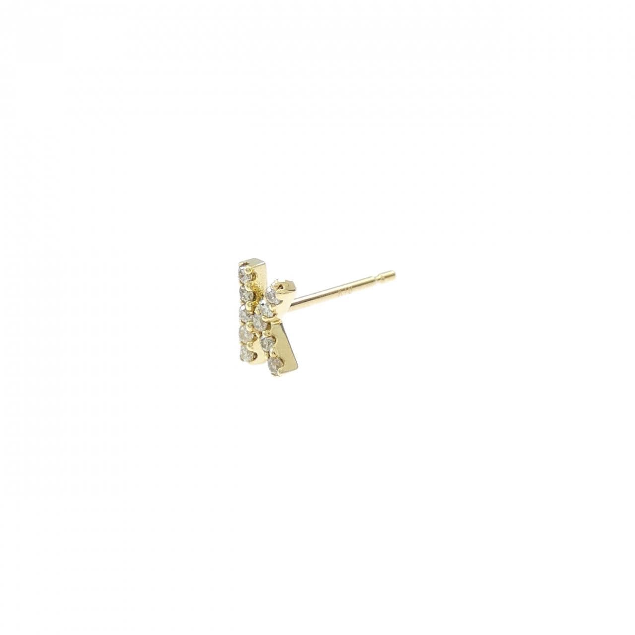 K18YG イニシャルK ダイヤモンド ピアス 0.05CT 片耳