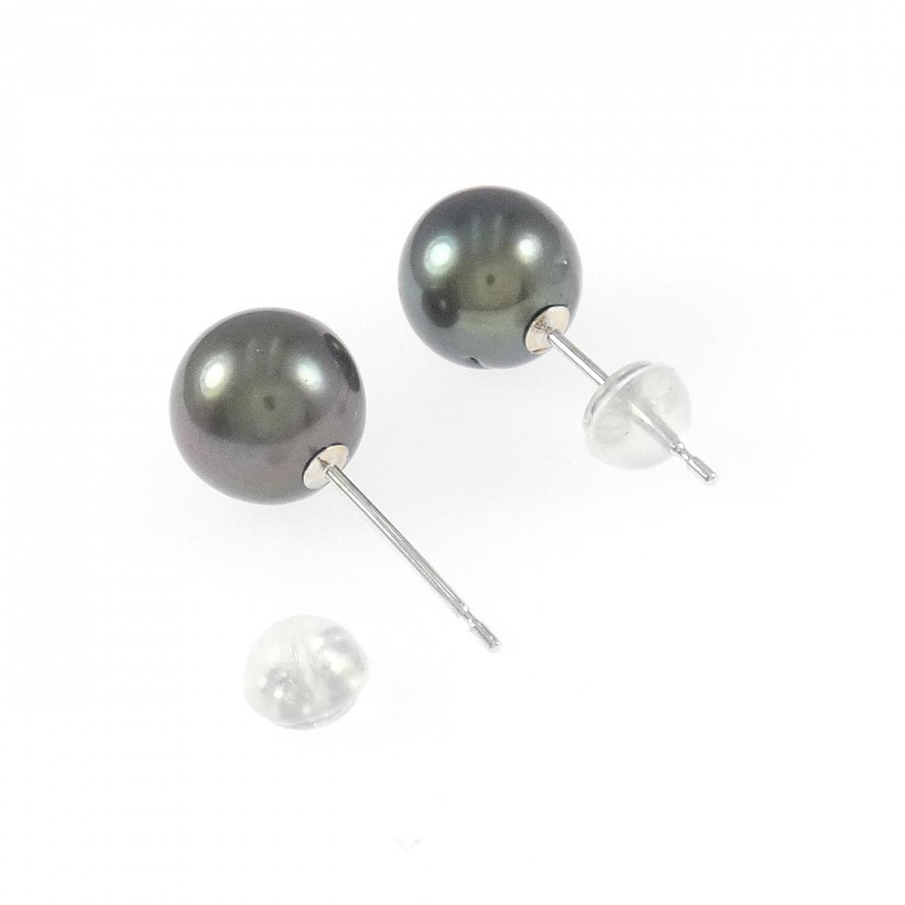 K18WG 黒蝶パール ピアス 8.9mm