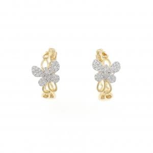 750YG/750WG バタフライ ダイヤモンド ピアス 0.24CT