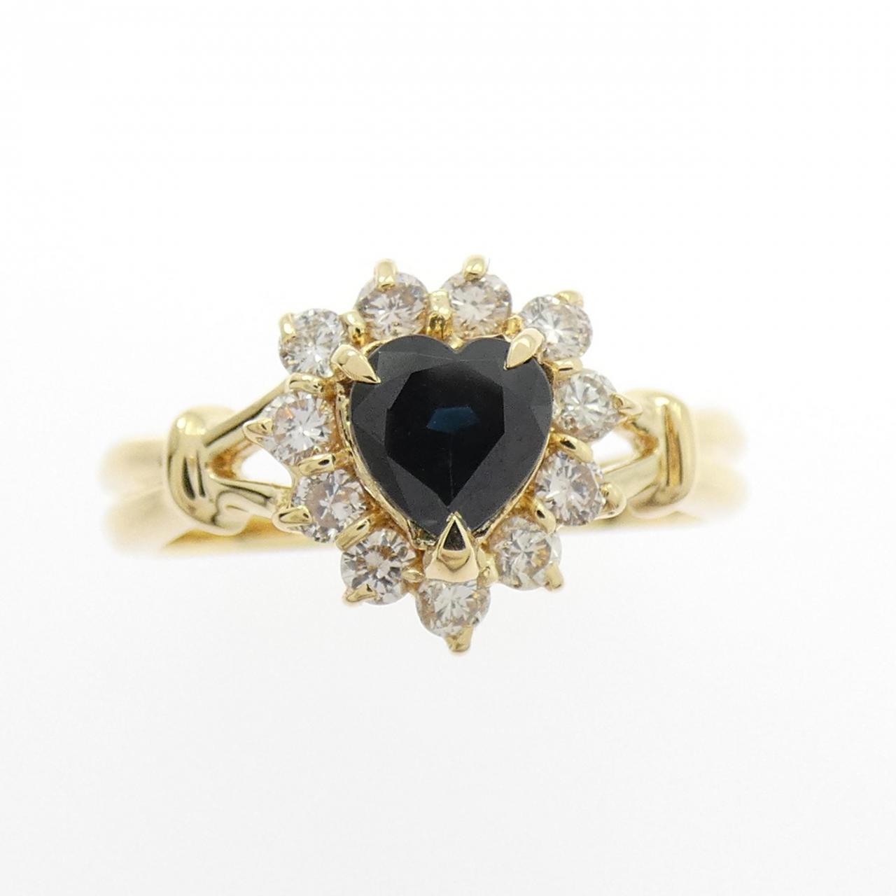 K18YG ハート サファイヤ リング 0.63CT