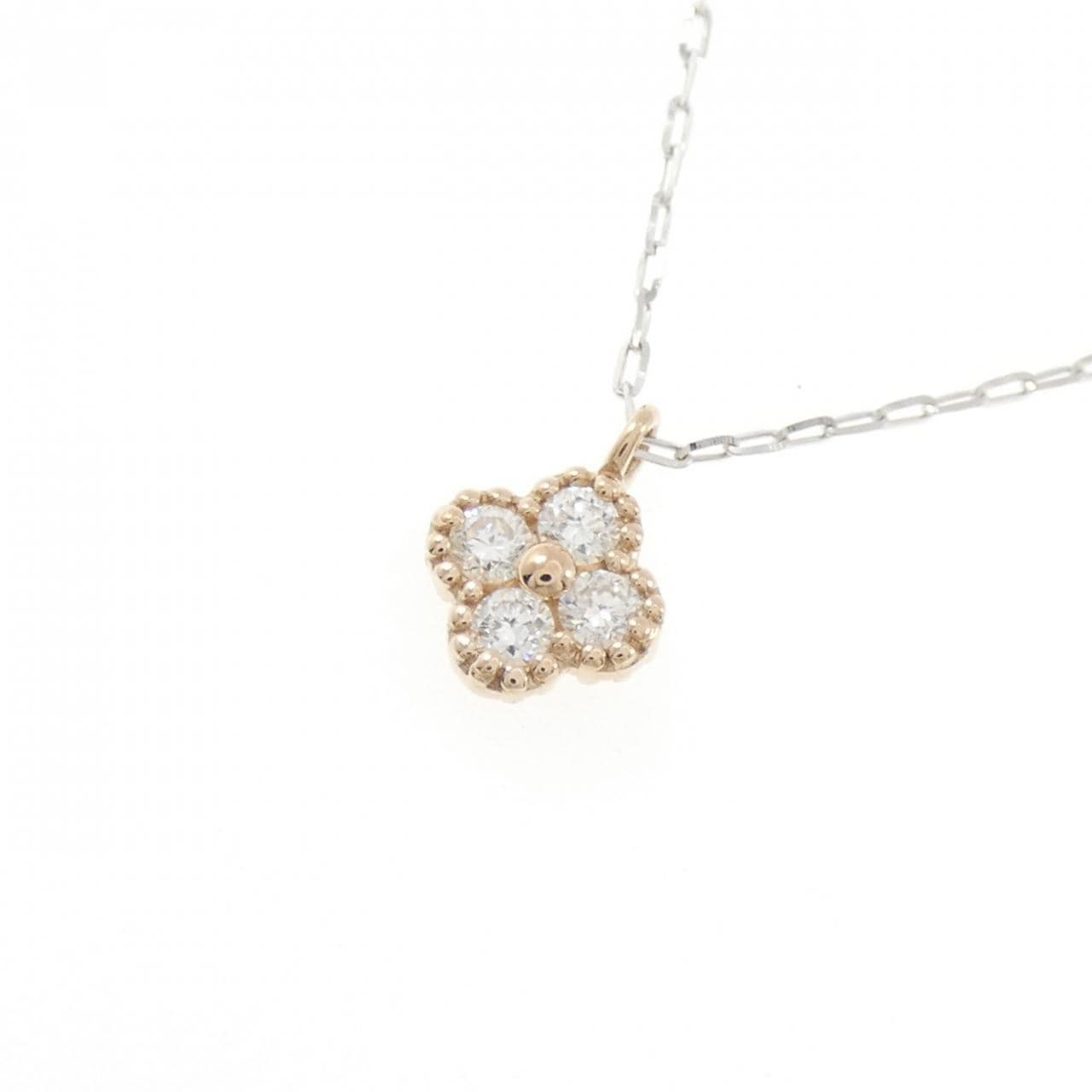 K18WG/K18PG Flower Diamond Necklace 0.20CT