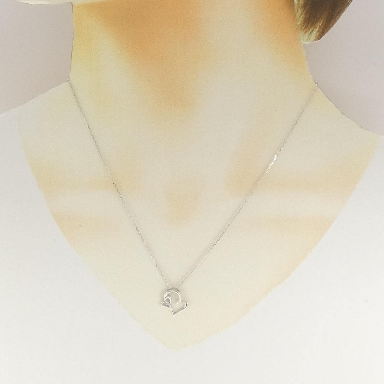 K10WG ハート ダイヤモンド ネックレス 0.01CT