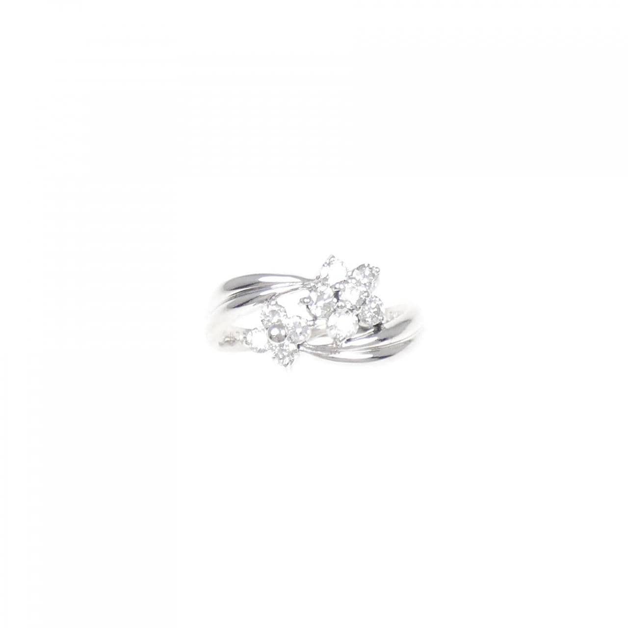 K18WG フラワー ダイヤモンド リング 0.50CT