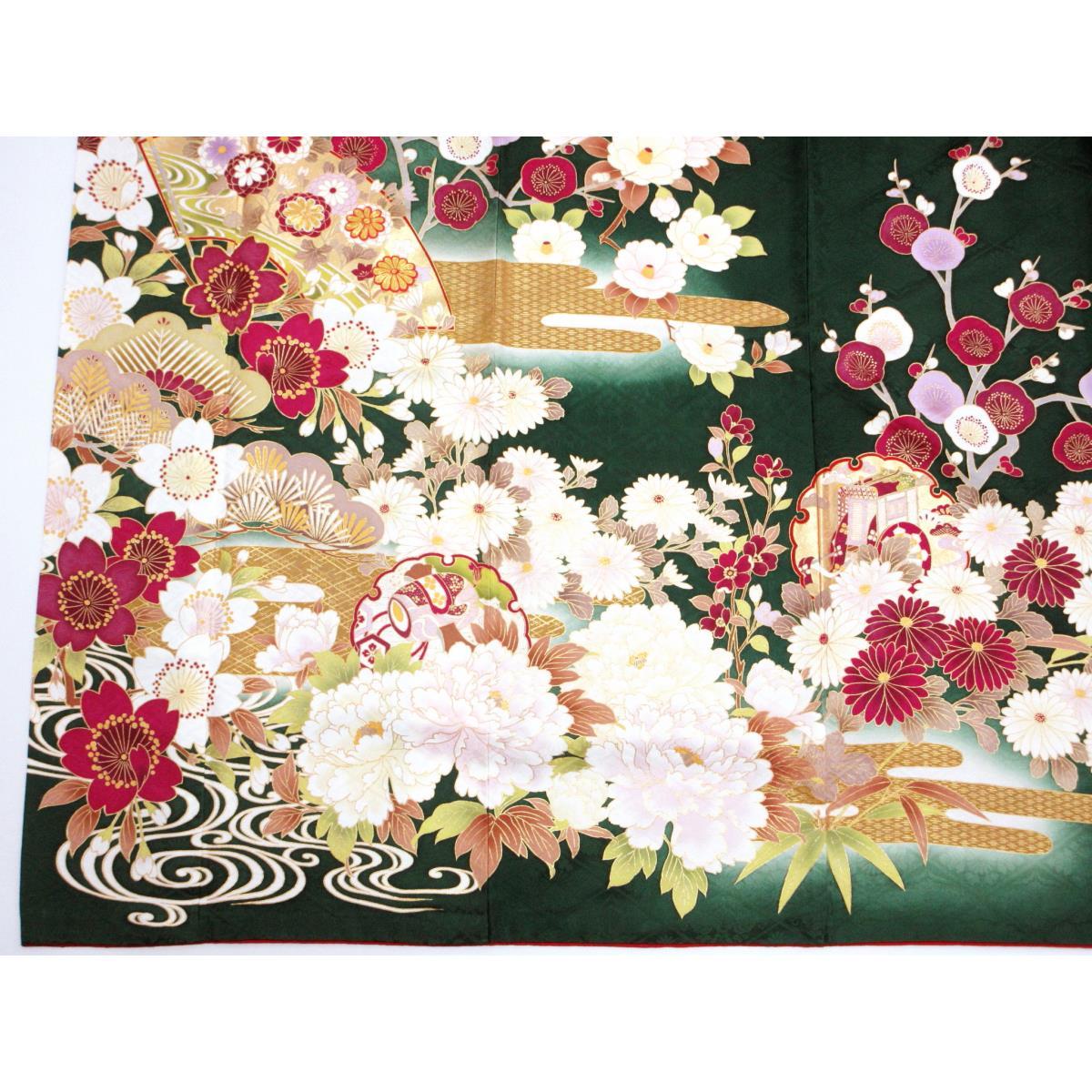 振袖　友禅金彩加工　刺繍入りボカシ染